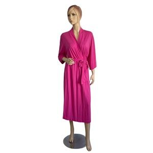 Natori Women's Pink Bath Sleepwear Long Robe Small